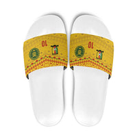 Custom Cameroon Football Slide Sandals Tribal Motifs Yellow Color - Wonder Print Shop