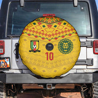 Custom Cameroon Football Spare Tire Cover Tribal Motifs Yellow Color - Wonder Print Shop
