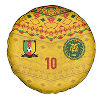 Custom Cameroon Football Spare Tire Cover Tribal Motifs Yellow Color - Wonder Print Shop