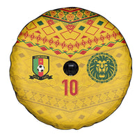 Custom Cameroon Football Spare Tire Cover Tribal Motifs Yellow Color - Wonder Print Shop