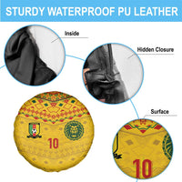 Custom Cameroon Football Spare Tire Cover Tribal Motifs Yellow Color - Wonder Print Shop