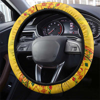 Cameroon Football Steering Wheel Cover Tribal Motifs Yellow Color - Wonder Print Shop