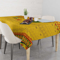 Custom Cameroon Football Tablecloth Tribal Motifs Yellow Color - Wonder Print Shop