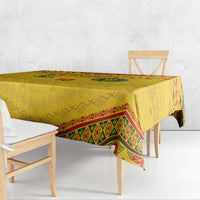 Custom Cameroon Football Tablecloth Tribal Motifs Yellow Color - Wonder Print Shop