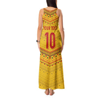 Custom Cameroon Football Tank Maxi Dress Tribal Motifs Yellow Color - Wonder Print Shop