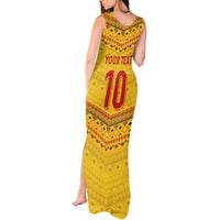 Custom Cameroon Football Tank Maxi Dress Tribal Motifs Yellow Color - Wonder Print Shop