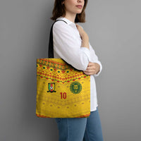 Custom Cameroon Football Tote Bag Tribal Motifs Yellow Color - Wonder Print Shop