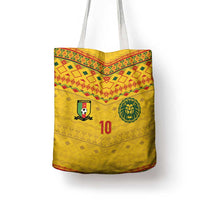Custom Cameroon Football Tote Bag Tribal Motifs Yellow Color - Wonder Print Shop