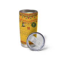Custom Cameroon Football Tumbler Cup Tribal Motifs Yellow Color - Wonder Print Shop