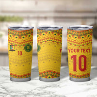 Custom Cameroon Football Tumbler Cup Tribal Motifs Yellow Color - Wonder Print Shop