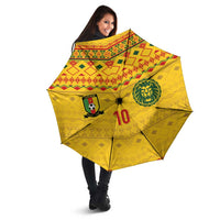 Custom Cameroon Football Umbrella Tribal Motifs Yellow Color - Wonder Print Shop