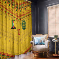 Custom Cameroon Football Window Curtain Tribal Motifs Yellow Color - Wonder Print Shop