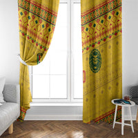 Custom Cameroon Football Window Curtain Tribal Motifs Yellow Color - Wonder Print Shop
