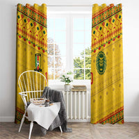 Custom Cameroon Football Window Curtain Tribal Motifs Yellow Color - Wonder Print Shop