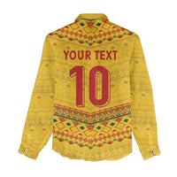Custom Cameroon Football Women Casual Shirt Tribal Motifs Yellow Color - Wonder Print Shop