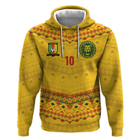Custom Cameroon Football Zip Hoodie Tribal Motifs Yellow Color - Wonder Print Shop