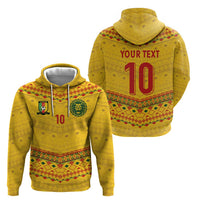 Custom Cameroon Football Zip Hoodie Tribal Motifs Yellow Color - Wonder Print Shop