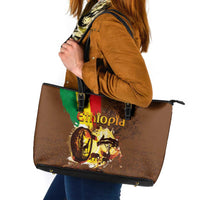 Ethiopia Culture - Proud of Coffee Leather Tote Bag