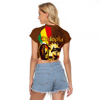 Ethiopia Culture - Proud of Coffee Raglan Cropped T Shirt - Wonder Print Shop