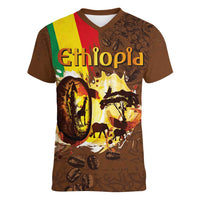 Ethiopia Culture - Proud of Coffee Women V-Neck T-Shirt - Wonder Print Shop