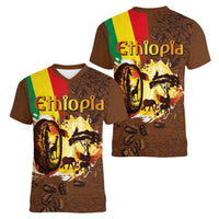 Ethiopia Culture - Proud of Coffee Women V-Neck T-Shirt - Wonder Print Shop
