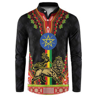Ethiopia Culture Button Sweatshirt Lion of Judah with The Star Seal - Dashiki Style