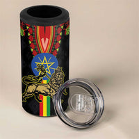 Ethiopia Culture 4 in 1 Can Cooler Tumbler Lion of Judah with The Star Seal - Dashiki Style