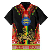 Ethiopia Culture Family Matching Off Shoulder Maxi Dress and Hawaiian Shirt Lion of Judah with The Star Seal - Dashiki Style