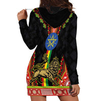 Ethiopia Culture Hoodie Dress Lion of Judah with The Star Seal - Dashiki Style
