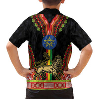 Ethiopia Culture Kid Hawaiian Shirt Lion of Judah with The Star Seal - Dashiki Style