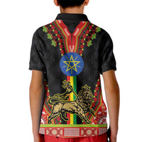Ethiopia Culture Kid Polo Shirt Lion of Judah with The Star Seal - Dashiki Style