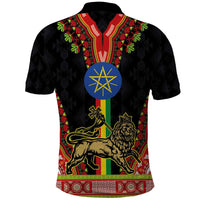 Ethiopia Culture Polo Shirt Lion of Judah with The Star Seal - Dashiki Style