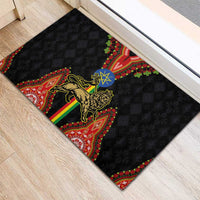 Ethiopia Culture Rubber Doormat Lion of Judah with The Star Seal - Dashiki Style - Wonder Print Shop