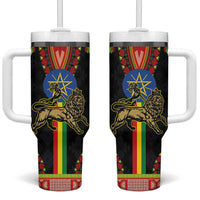 Ethiopia Culture Tumbler With Handle Lion of Judah with The Star Seal - Dashiki Style - Wonder Print Shop