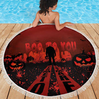 Halloween Nightmare Beach Blanket Pumpkin-faced Jack O Lantern With a Scary Smile Blood Vibe - Wonder Print Shop