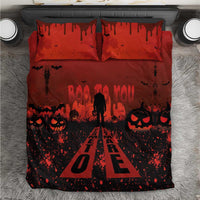 Halloween Nightmare Bedding Set Pumpkin-faced Jack O Lantern With a Scary Smile Blood Vibe - Wonder Print Shop