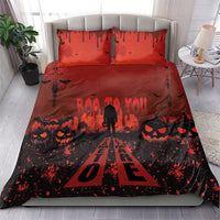 Halloween Nightmare Bedding Set Pumpkin-faced Jack O Lantern With a Scary Smile Blood Vibe - Wonder Print Shop