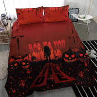 Halloween Nightmare Bedding Set Pumpkin-faced Jack O Lantern With a Scary Smile Blood Vibe - Wonder Print Shop