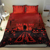 Halloween Nightmare Bedding Set Pumpkin-faced Jack O Lantern With a Scary Smile Blood Vibe - Wonder Print Shop
