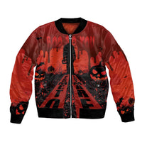 Halloween Nightmare Bomber Jacket Pumpkin-faced Jack O Lantern With a Scary Smile Blood Vibe - Wonder Print Shop