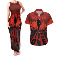 Halloween Nightmare Couples Matching Tank Maxi Dress and Hawaiian Shirt Pumpkin-faced Jack O Lantern With a Scary Smile Blood Vibe - Wonder Print Shop