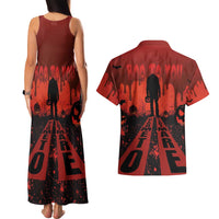 Halloween Nightmare Couples Matching Tank Maxi Dress and Hawaiian Shirt Pumpkin-faced Jack O Lantern With a Scary Smile Blood Vibe - Wonder Print Shop