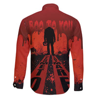 Halloween Nightmare Family Matching Long Sleeve Bodycon Dress and Hawaiian Shirt Pumpkin-faced Jack O Lantern With a Scary Smile Blood Vibe - Wonder Print Shop