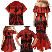 Halloween Nightmare Family Matching Mermaid Dress and Hawaiian Shirt Pumpkin-faced Jack O Lantern With a Scary Smile Blood Vibe - Wonder Print Shop