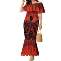 Halloween Nightmare Family Matching Mermaid Dress and Hawaiian Shirt Pumpkin-faced Jack O Lantern With a Scary Smile Blood Vibe - Wonder Print Shop
