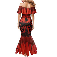 Halloween Nightmare Family Matching Mermaid Dress and Hawaiian Shirt Pumpkin-faced Jack O Lantern With a Scary Smile Blood Vibe - Wonder Print Shop