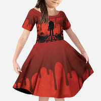 Halloween Nightmare Family Matching Off The Shoulder Long Sleeve Dress and Hawaiian Shirt Pumpkin-faced Jack O Lantern With a Scary Smile Blood Vibe - Wonder Print Shop