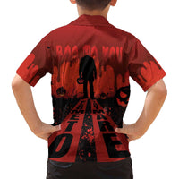 Halloween Nightmare Family Matching Off Shoulder Short Dress and Hawaiian Shirt Pumpkin-faced Jack O Lantern With a Scary Smile Blood Vibe - Wonder Print Shop