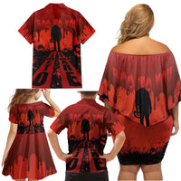 Halloween Nightmare Family Matching Off Shoulder Short Dress and Hawaiian Shirt Pumpkin-faced Jack O Lantern With a Scary Smile Blood Vibe - Wonder Print Shop