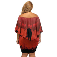 Halloween Nightmare Family Matching Off Shoulder Short Dress and Hawaiian Shirt Pumpkin-faced Jack O Lantern With a Scary Smile Blood Vibe - Wonder Print Shop